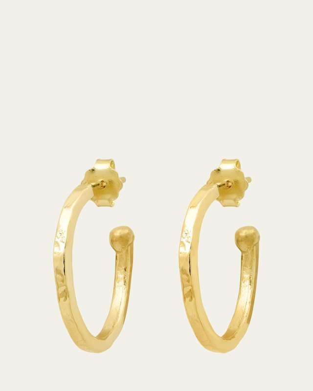 18k Small Hammered Bangle Hoop Earrings